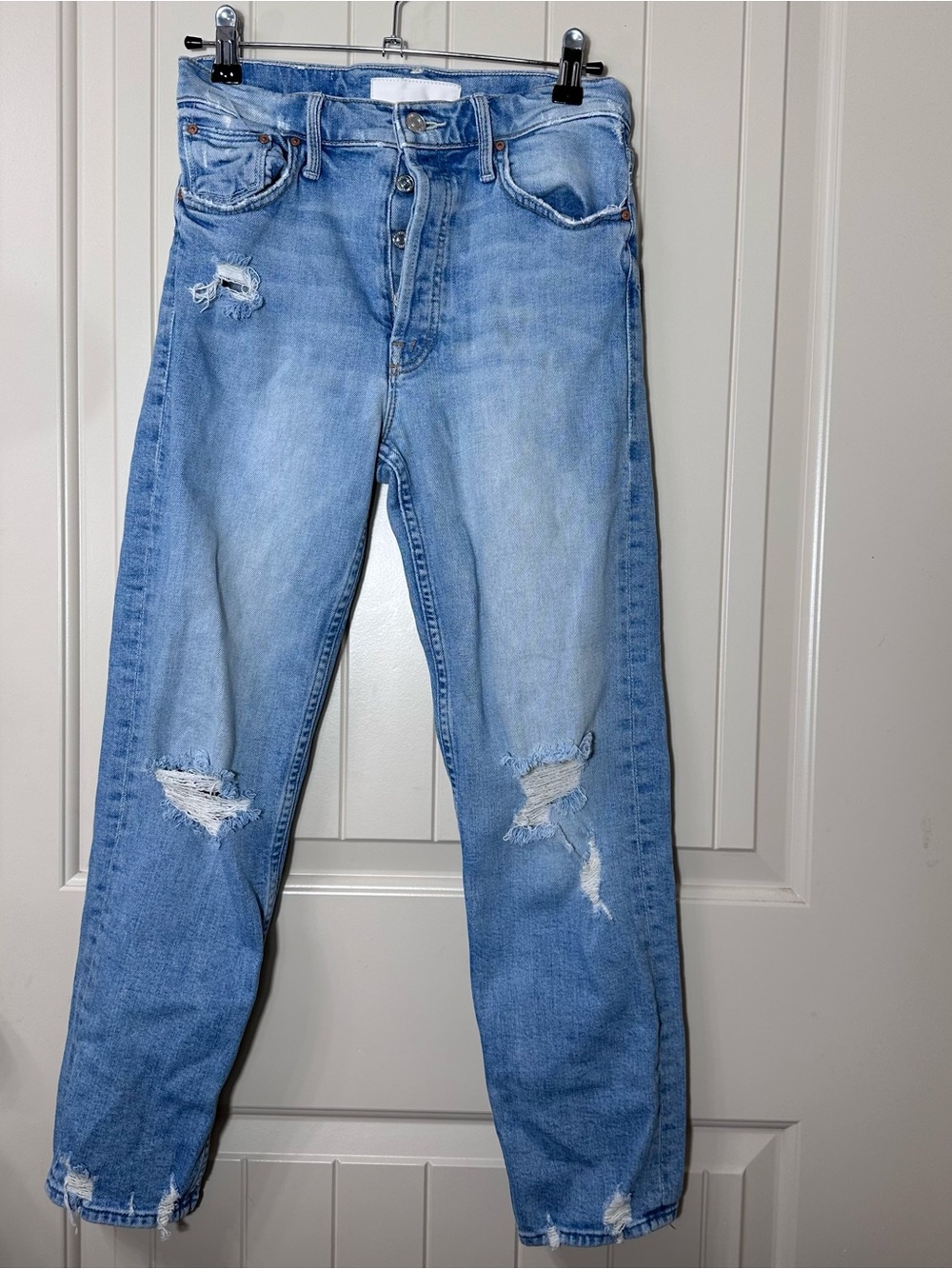 Mother Tomcat button fly- size 25 Light Wash Distressed High-Rise Jeans